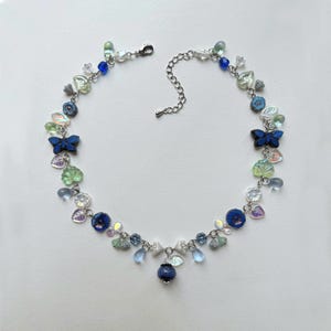 Handmade Blueberry Charm Necklace: Glass Beaded Fairycore Jewelry