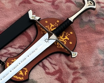 LOTR Anduril Sword of Aragorn Narsil | Handgemaakte decoratieve zwaarden | In de ban van de ring | Cosplay-verzamelobject LOTR | Cadeau voor hem met kerst
