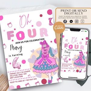 Girl fashion doll birthday InvitationGirl party Birthday Invitation, Barbie Birthday Invitation Barbi Birthday Invitation, Girl Party Invite