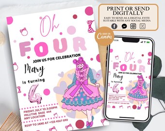 Verjaardagsuitnodiging voor meisjespop, verjaardagsuitnodiging voor meisjesfeest, Barbie-verjaardagsuitnodiging Barbi-verjaardagsuitnodiging, uitnodiging voor meisjesfeestje