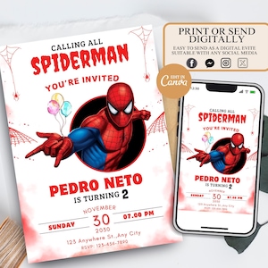 Spiderman Party Spiderman smoke Invite Spiderman Editable Invitation Boy Birthday Invitation, superhero birthday invite, spidey invitation