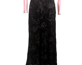 Vintage 90s Lauren Ralph Lauren Velvet Burnout Baroque Skirt Womens 8 Petite