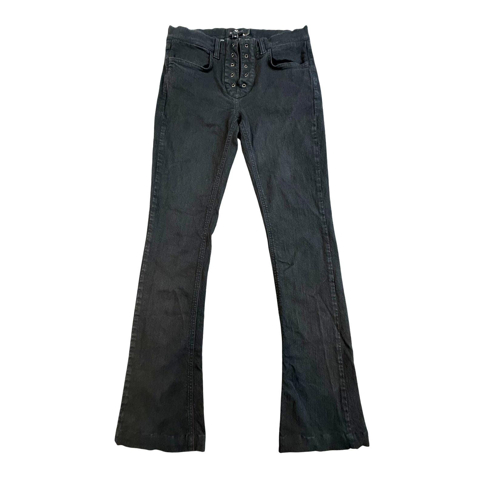 00s archive Black Coated Flared Denim RARE Japanese label Black