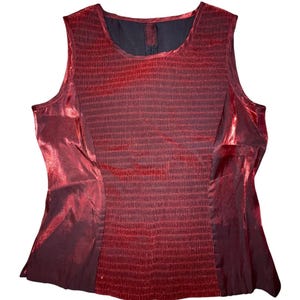 Vintage John Roberts Red Iridescent Tank Top Y2K 90&#39;s Shimmery Luster Shirt