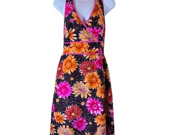 Madison Studio Silk Floral Halter Dress Size 6 Vintage Y2K Fashion