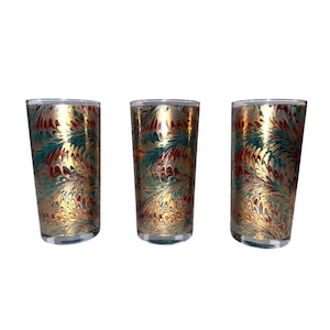 Vintage Verres à whisky en marbre Culver, accent or 22 carats, Ensemble d'accessoires de bar MCM