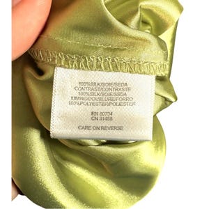 Vintage Y2K BCBG Max Azria Green 100% Silk Empire Waist Sun Dress Cocktail Party image 3