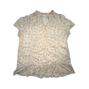 Vintage Y2K No Boundaries Floral Cotton Top Beaded Accent Womens Size Large