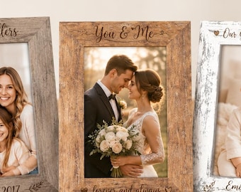 Personalized 5x7 Photo Frame, Laser Engraved Keepsake, Rustic Wood Gift