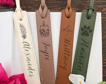 Custom Leather Bookmark with Custom design & Name – Personalized Laser Engraved Mothers Day Gift for Readers, Book Lovers Teachers Birthday