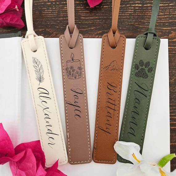 Custom Leather Bookmark with Custom design & Name – Personalized Laser Engraved Gift for Readers, Book Lovers, Teachers, Birthday Gifts