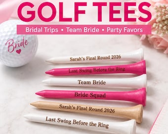 Personalized Bachelorette Golf Tees, Engraved Wooden Bridal Party Favors