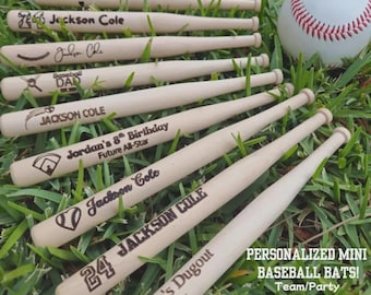 Miniature Engraved Baseball Bat Keepsake – Personalized Wood Bat Gifts for Father's Day, Birthdays, Weddings, Groomsmen, Baseball Teams