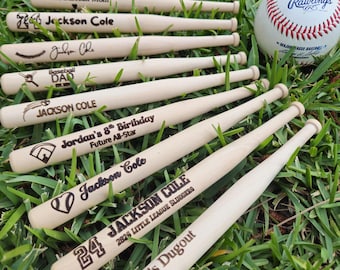 Miniature Engraved Baseball Bat Keepsake – Personalized Wood Bat Gifts for Mother's Day, Birthdays, Weddings, Groomsmen, Little League Teams