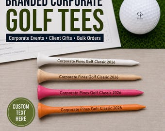 Personalized Corporate Golf Tees, Laser Engraved Wooden Tees for Tournaments, Client Gifts & Bulk Orders