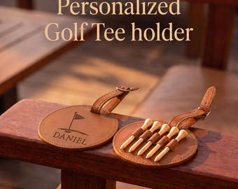 Personalized Leather Golf Tee Holder, Custom Engraved Gift for Golfer (2.75" Tees)