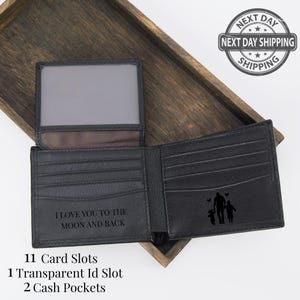 Cartera de cuero personalizada con RFID, cartera de cuero genuino grabada, regalo de aniversario para él, Día del Padre, esposo, abuelo, regalo de jubilación.