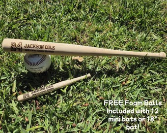 18 Inch or 8 Inch Mini Baseball Bat Custom Keepsake – Personalized Wood Bat Gifts for Mothers Day, Weddings, Softball & Little League Teams