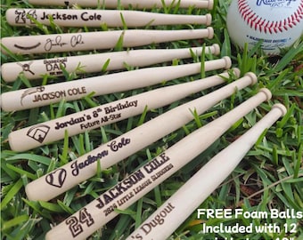 Miniature Engraved Baseball Bat Keepsake – Personalized Wood Bat Gifts for Mother's Day, Birthdays, Weddings, Groomsmen, Little League Teams