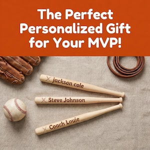 Personalized Mini Baseball Bat – Engraved Wooden Bat, Team Gifts, Wedding Favors, Coach Gift, Bulk Mini Bats, Custom Baseball Keepsake