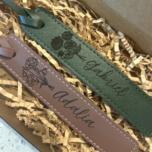 Personalized Leather Bookmark – Laser Engraved Birth Month Flower image 10