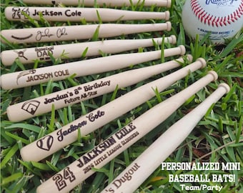 Miniature Engraved Baseball Bat Keepsake – Personalized Wood Bat Gifts for Father's Day, Birthdays, Weddings, Groomsmen, Little League Teams