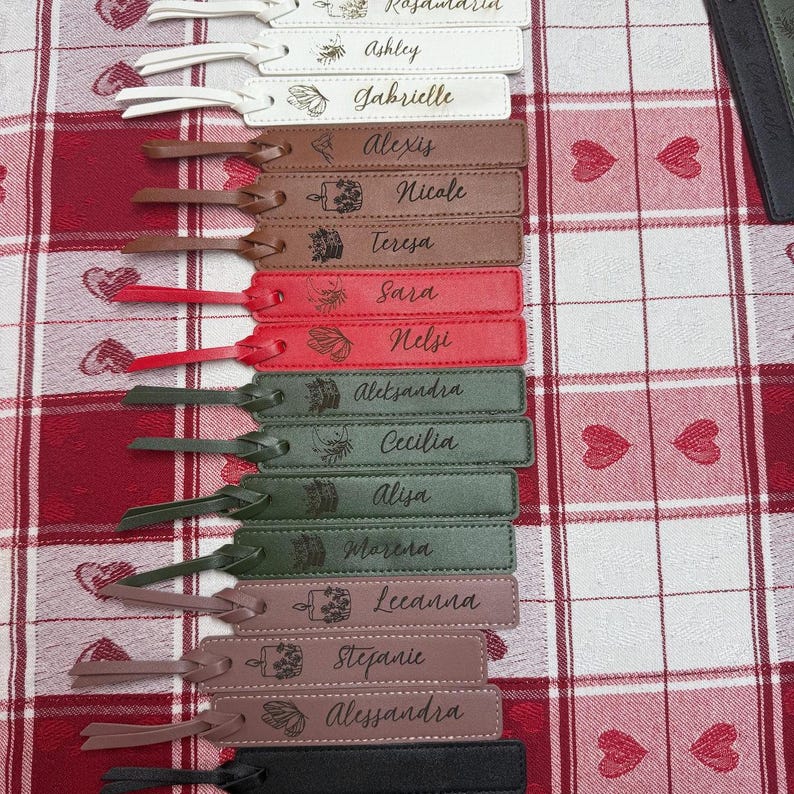 Personalized Leather Bookmark – Laser Engraved Birth Month Flower image 14