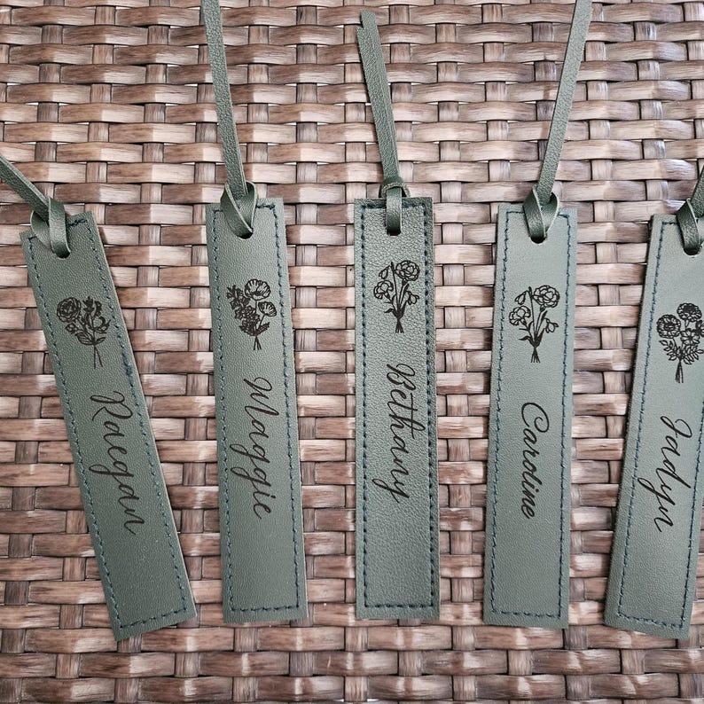 Custom Leather Bookmark with Custom design & Name – Personalized Laser Engraved Mothers Day Gift for Readers, Book Lovers Teachers Birthday image 4