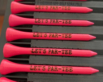 Personalized Laser Engraved Golf Tees, Custom Wood, 2.75" (Pink, White, Turquoise)