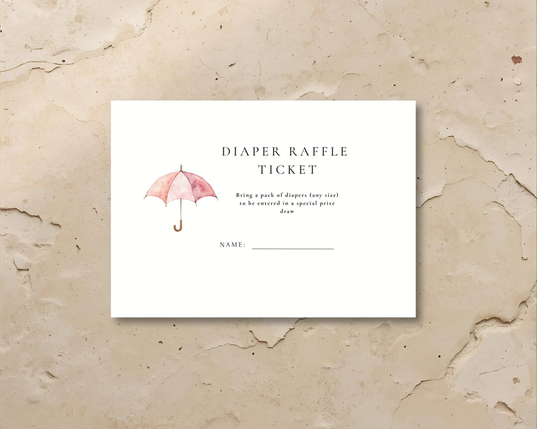 Umbrella Raffle Pink Umbrella Diaper Raffle Tickets Sheet, Editable Canva Template, A4 ...