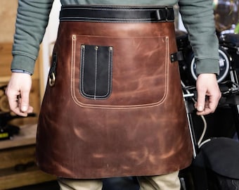 Handmade Leather Half Apron: Personalized Chef, Gardening, or BBQ Apron