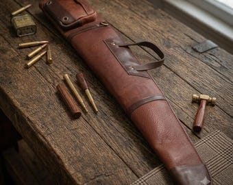 leather gun case, leather rifle case, leather scabbard, gift for hunters, hunting bag, shotgun case