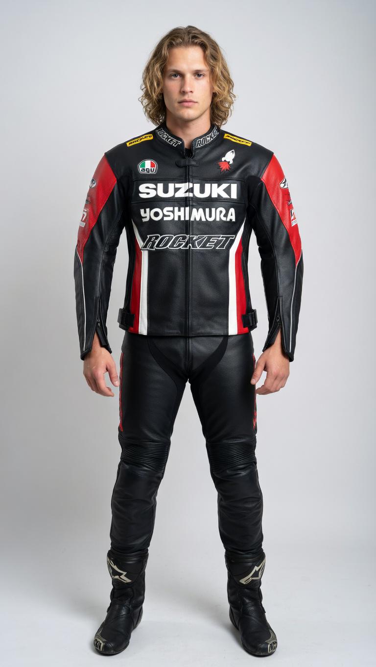 Suzuki バイカーレザージャケット スズキレーシングレザージャケット、牛革バイカーモーターサイクル
