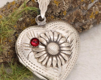 Herz Medaillon, Daisy Medaillon, Kompass Halskette, Sterling Silber Herz Halskette, ich liebe dich Medaillon, Herz Medaillon Schmuck, personalisierte Stein