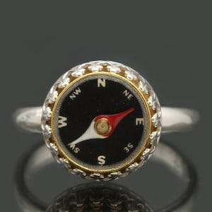 Sterling Silver Compass Ring, Travel Gift, Working Compass Ring ...