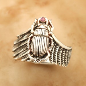 Sterling Silver Beetle Ring, Scarab Beetle, Bug Jewelry, Beetle Rings For Women, Insect Ring Silver, Birthstone Ring Mom, Birthstone Jewelry