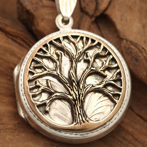 Sterling Silver Locket Tree of Life Necklace Real Compass - Etsy