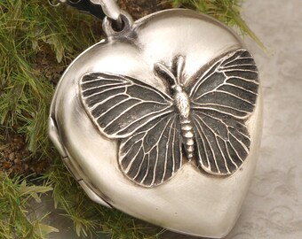 Sterling Silber Herz Medaillon, Schmetterling Medaillon Halskette, Foto Geschenke für Freunde, einzigartigen Schmuck für Frauen, Foto Medaillon