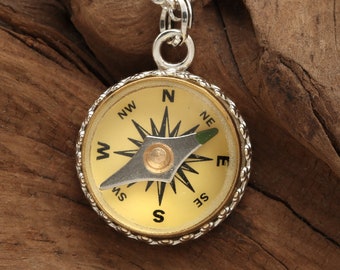 Sterling Silver Compass Necklace, Working Compass Pendant, Graduation Gift For Her, Travel Jewelry, Outdoor Jewelry