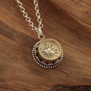 Sterling Silver Working Compass Necklace, Handmade Jewelry, Vintage Style Compass, Small Compass Charm