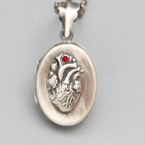 Anatomical Heart Necklace Sterling Silver, Heart Locket Silver, Follow Your Compass Necklace, Heart Transplant, Compass Jewelry, Personalize