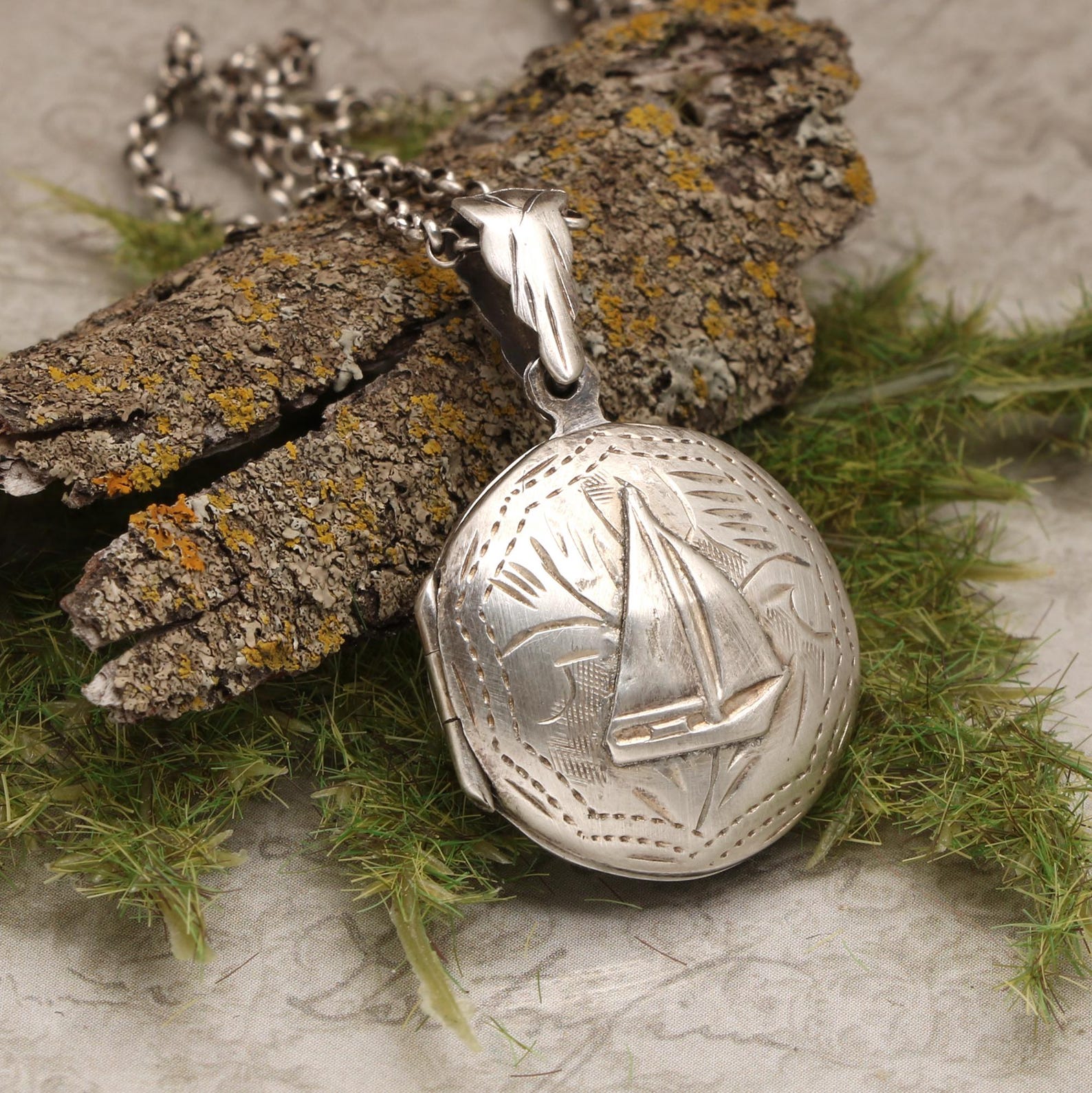 Sterling Silver Sailboat Necklace, Working Compass Locket, Nautical ...