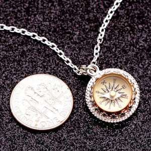 Collana con pendente a bussola in argento sterling funzionante, regali per l'escursionismo per le donne, vero nord, gioielli da viaggio, rosa dei venti, gioielli fatti a mano immagine 4