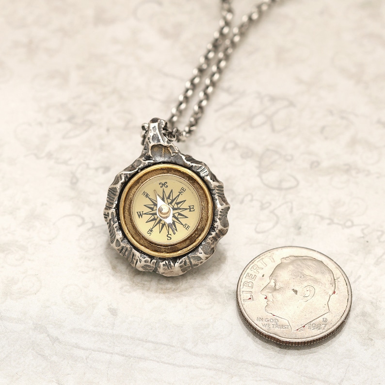 Mens Compass Necklace Sterling Silver Navigation Compass Etsy