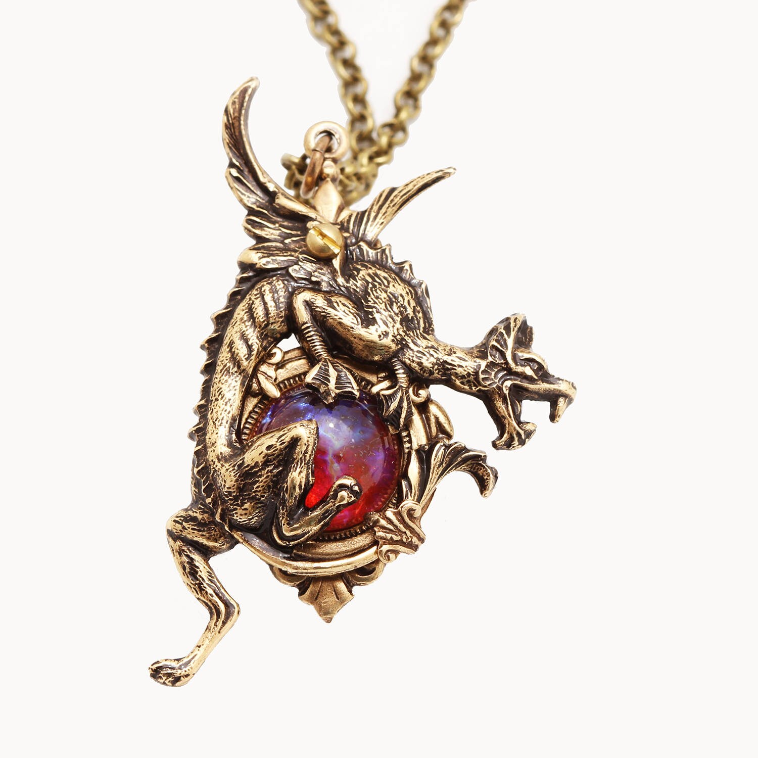 Dragon Necklace For Men Dragons Breath Opal Pendant Necklace Etsy
