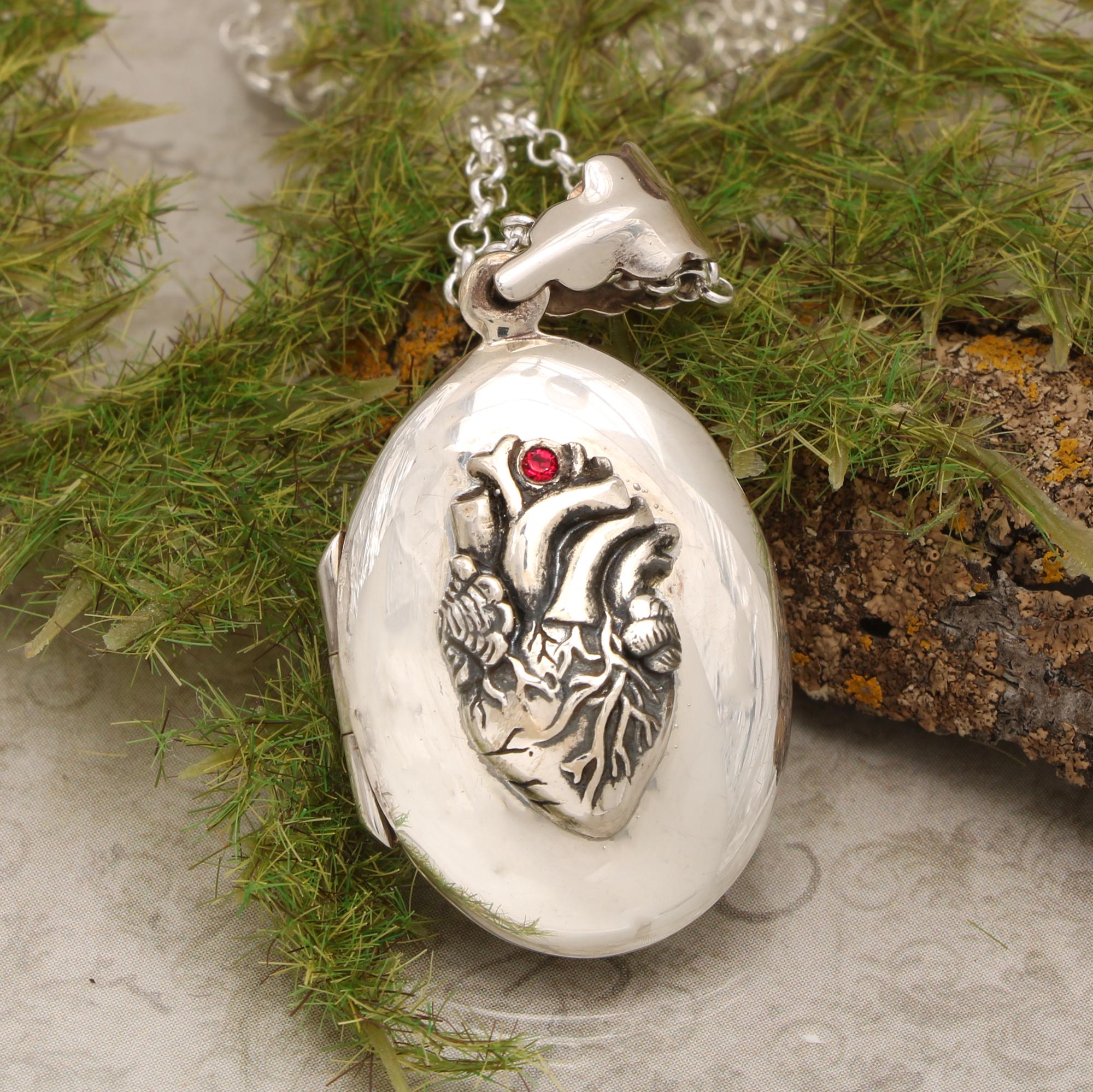 Anatomical Heart Locket, Silver Locket Necklace, Heart Transplant ...