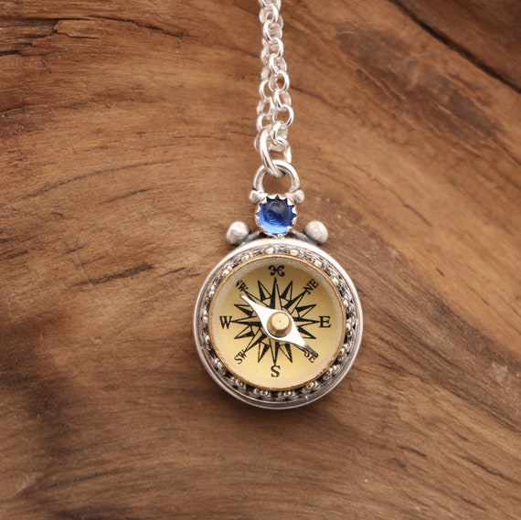 Compass Charm Antiqued Sterling Silver 12mm - Moves Compass Charm Antiqued Sterling Silver 12mm - Moves