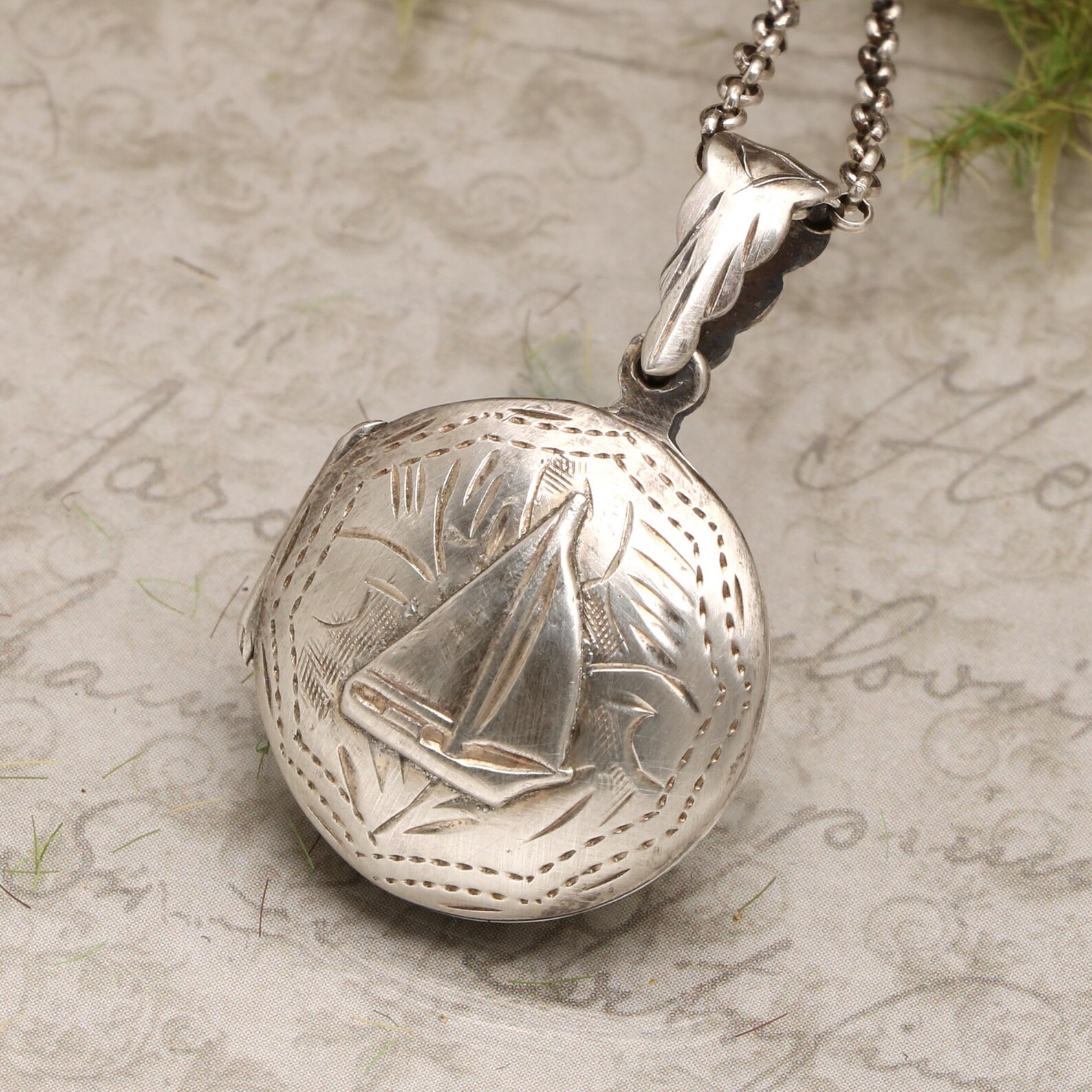 Sterling Silver Sailboat Necklace, Working Compass Locket, Nautical ...