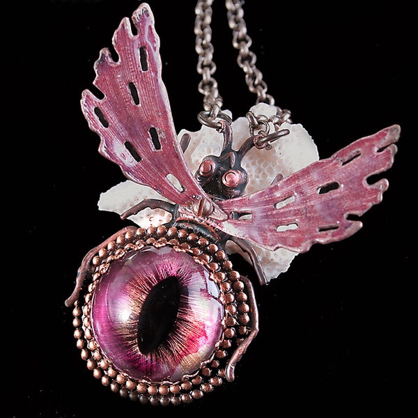 Steampunk Necklace Beetle Necklace Oddities Jewelry Evil Eye Necklace Cabinet Of Curiosities