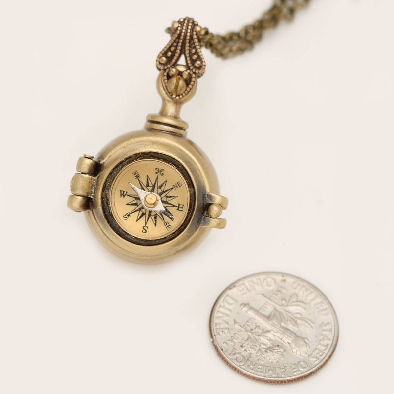 Secret Compartment Necklace Secret Stash Pendant Compass Etsy
